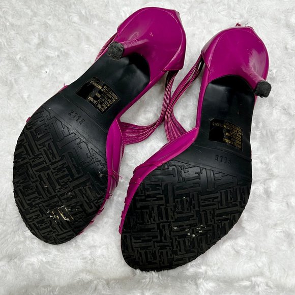 Elle Purple High Heel Open Toe Strappy Faux Leather Sandals Pumps Women's Size 7 - Picture 5 of 9